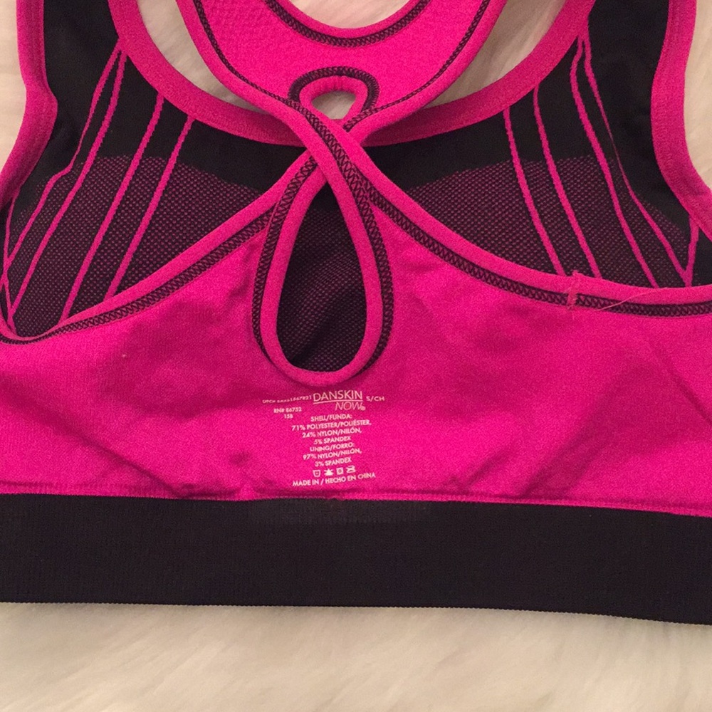 DANSKIN NOW PINK & BLACK PADDED SPORTS BRA - Picture 6 of 8